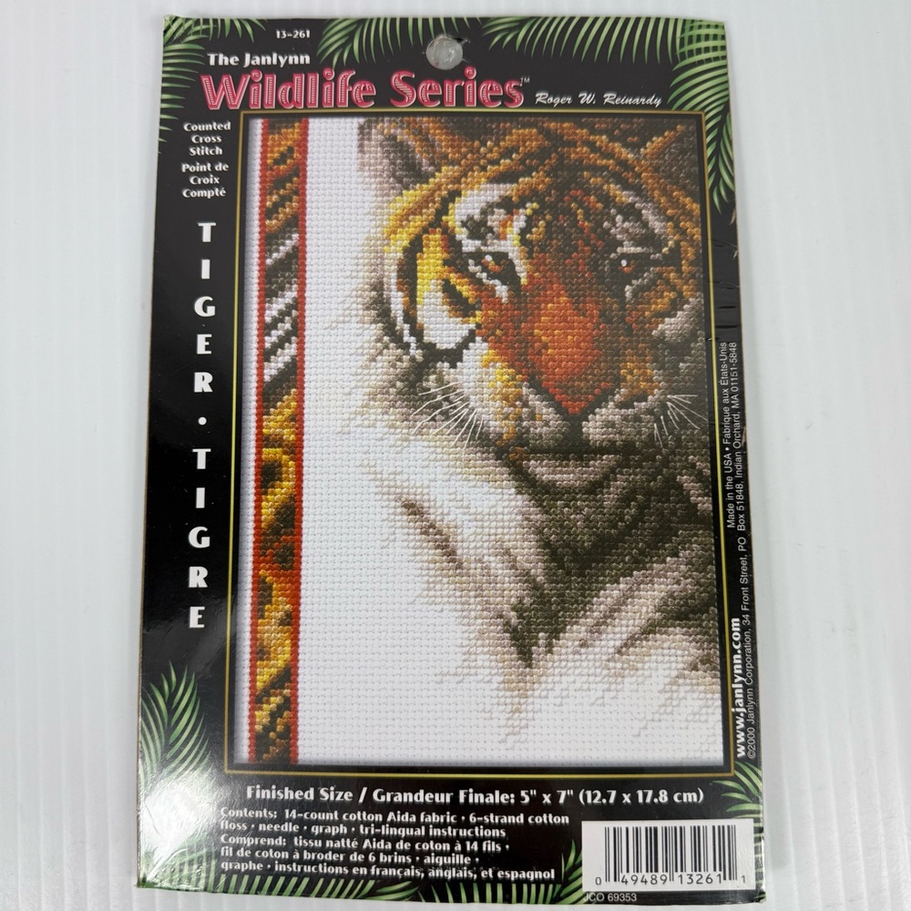 Janlynn Wildlife Series Tiger Counted Cross Stitch Kit 13-261 5" x 7" Vtg 2000
